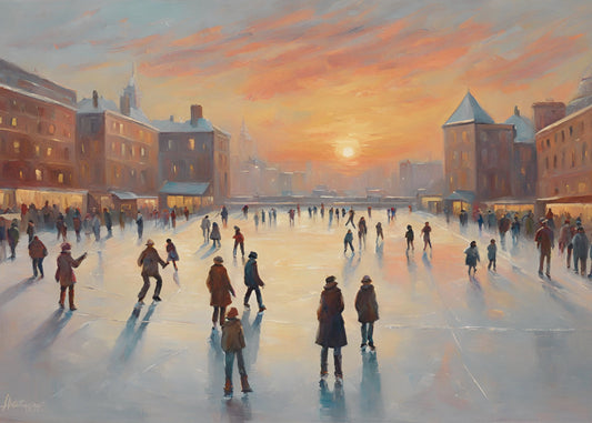 Ice Skating at Sunset